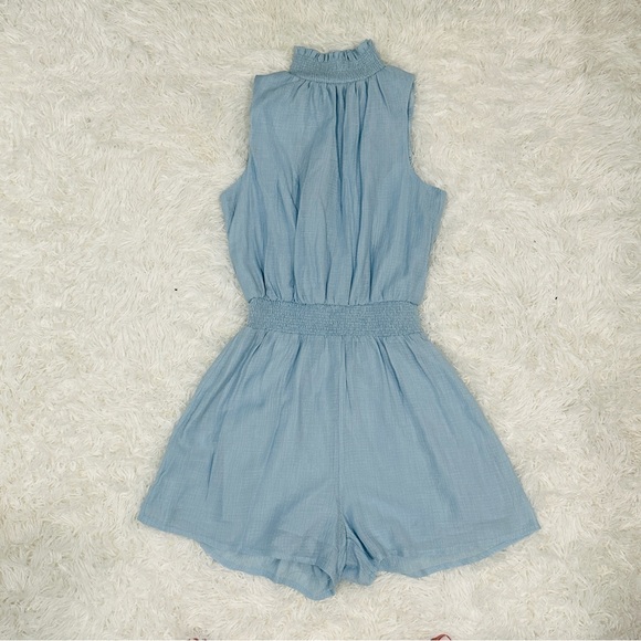 Fashion Nova Pants - Fashion Nova Blue open back romper